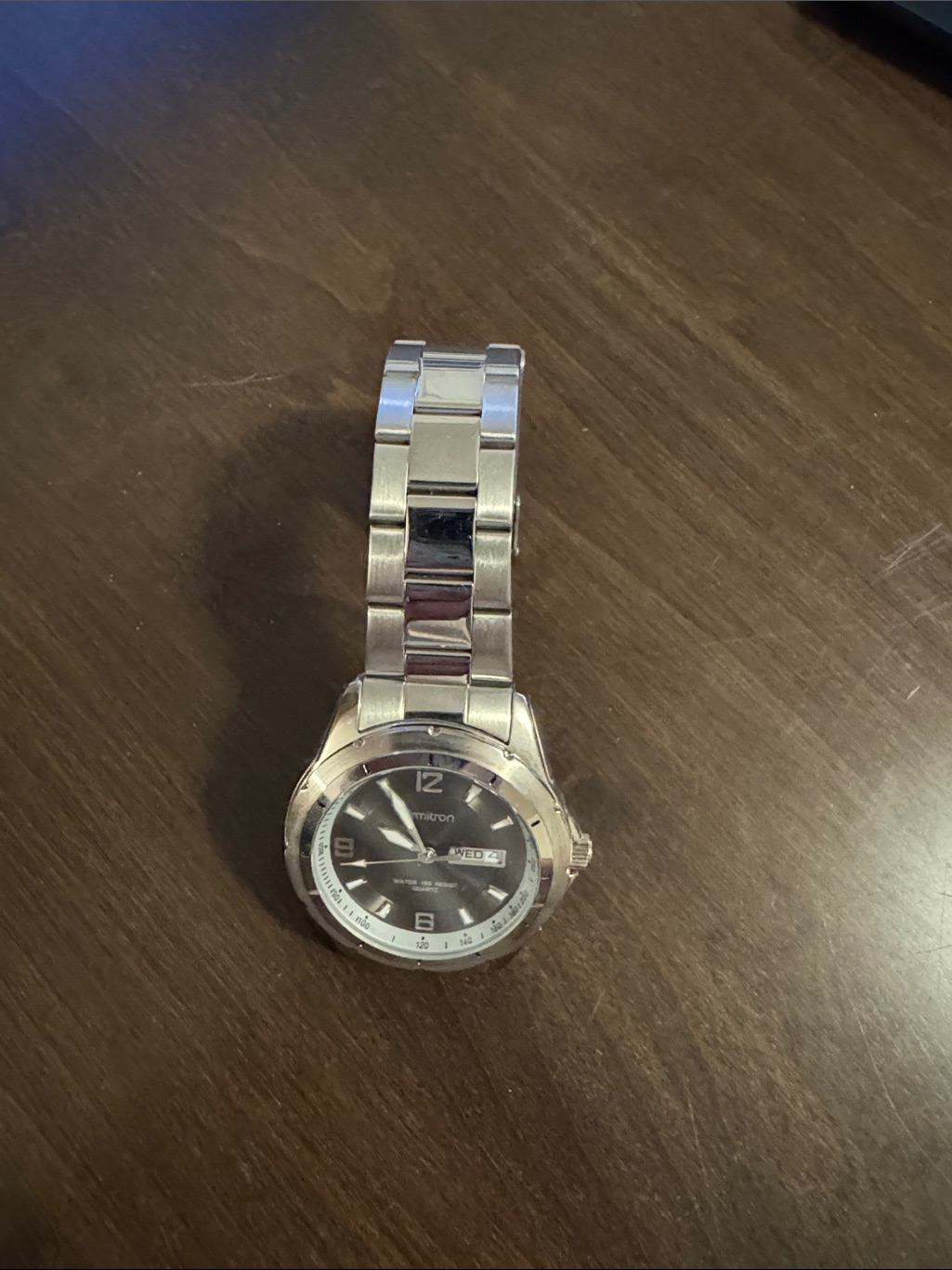 Armitron Silver Stainless Steel Mens Watch With Black Dial